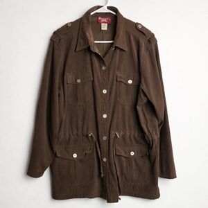 Vintage Denim & Co. Utility Jacket Brown Safari Field Jacket Women’s Size Large
